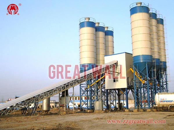 HZS180 Commercial Concrete Batching Plant Built in Jichang, Sinkiang, China