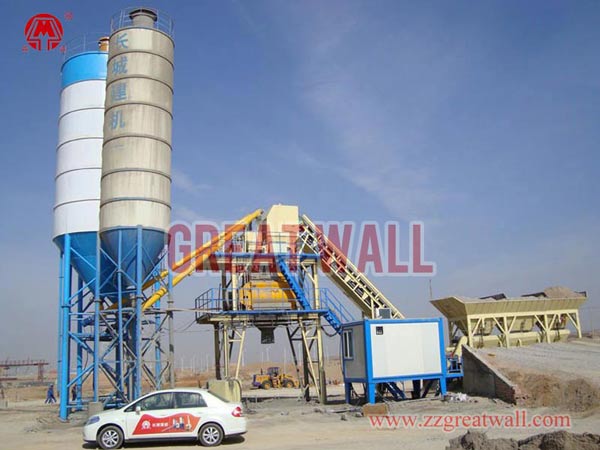 Double HZS90 Concrete Batching Plant Built in Ningdong Work Site of Ningxia Province for China Metallurgical Group