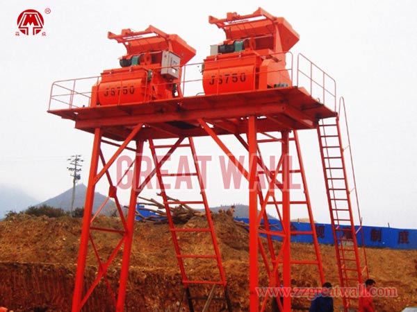 Simple Double JS35 Concrete Batching Plant Built for Jiangxi Highway Project