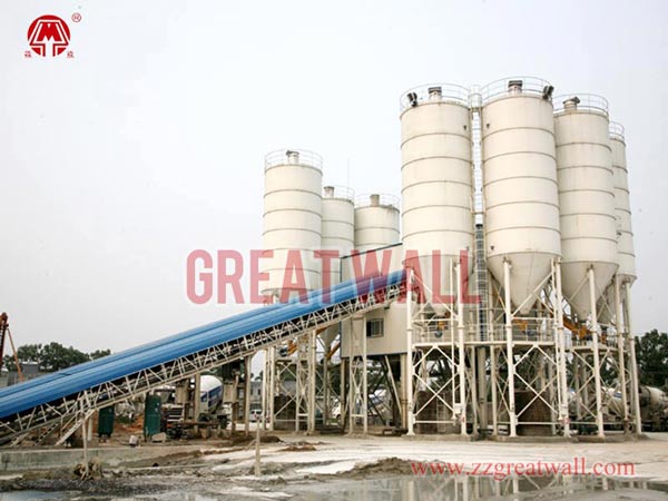 Double HZS180 Commercial Concrete Batching Plant Built in Haicheng, Liaoning Province