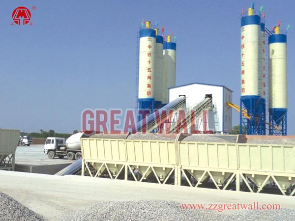 Double HZS120 Concrete Batching Plant Built in Jiexiu, Shanxi Province for China Railway 15th Bureau Group Co.,Ltd.